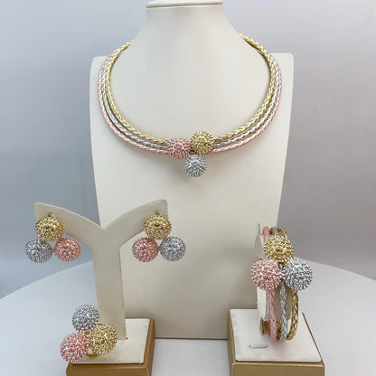 Brazilian Bold Necklace Luxury African Bridal Jewelry Set for Women