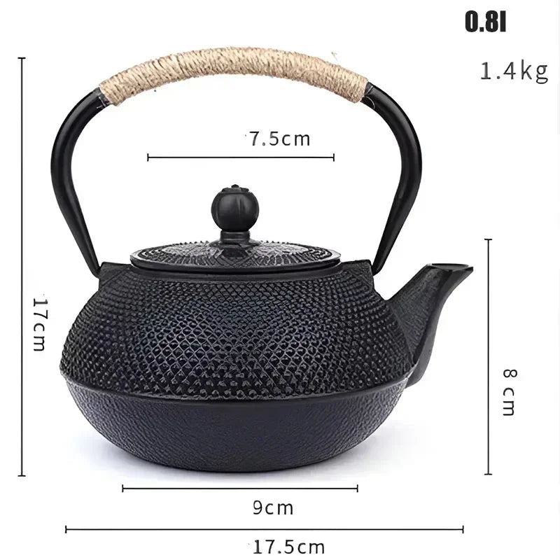 Iron Teapot Handmade Antique Cast Japanese Style Tea Kettle for Boiling Water Accessory Set Charcoal Stove Kitchen Teaware Set