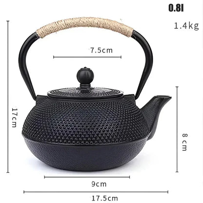 Iron Teapot Handmade Antique Cast Japanese Style Tea Kettle for Boiling Water Accessory Set Charcoal Stove Kitchen Teaware Set