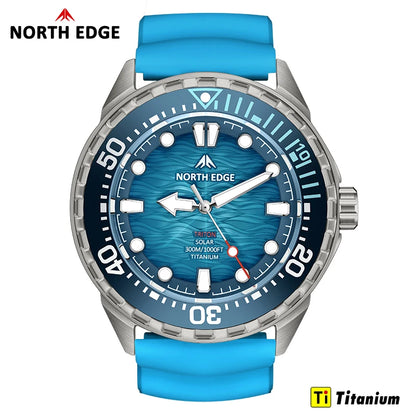NORTH EDGE TRITON-TI Titanium Solar Diving Watch – 300M Waterproof, 180-Day Power Reserve