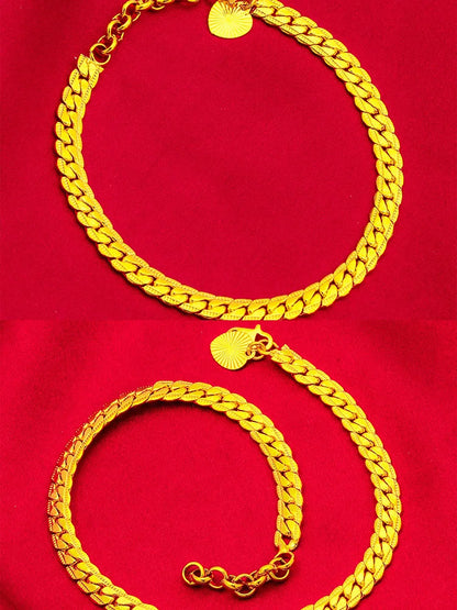 High-quality AU999 gold girls bracelets, fashionable and elegant jewelry 24K real gold anklet set