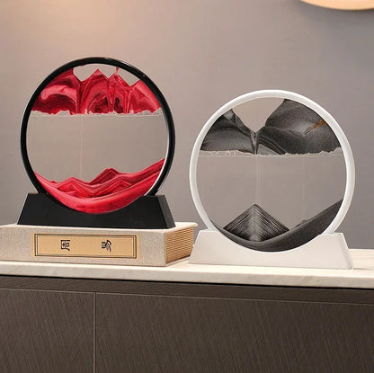 Sandscape Moving Sand Art Picture Round Glass Deep Sea Quicksand Craft Home Decor Gift 3D Liquid Hourglass Flowing Sand Painting