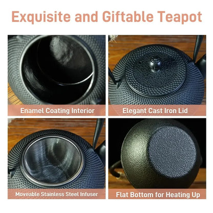 Iron Teapot Handmade Antique Cast Japanese Style Tea Kettle for Boiling Water Accessory Set Charcoal Stove Kitchen Teaware Set