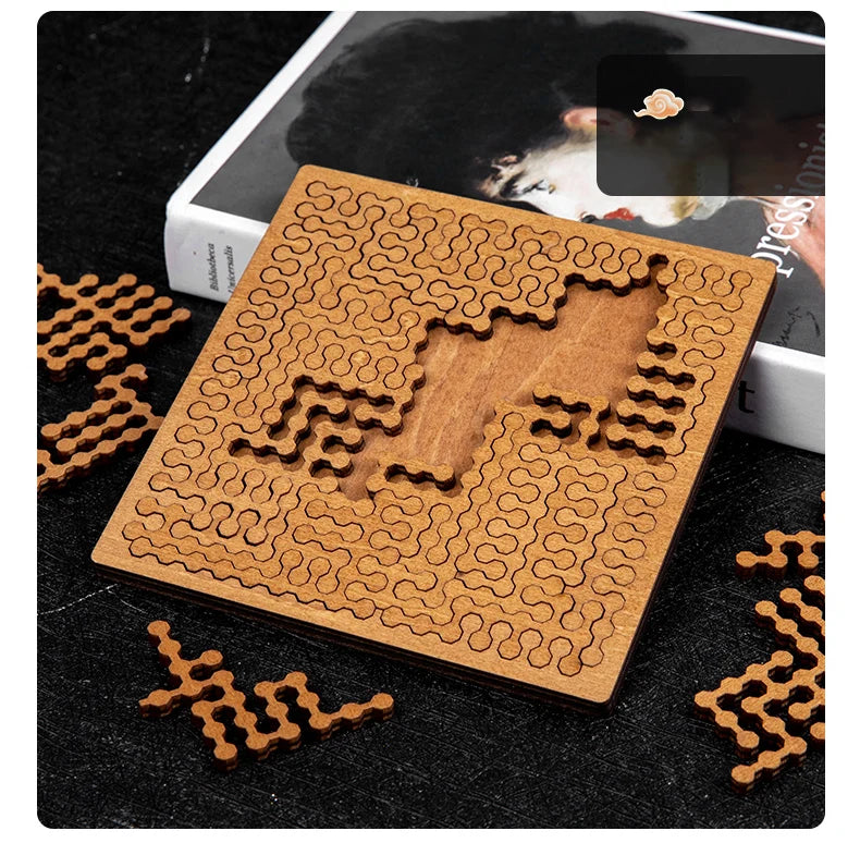 Impossible Wooden IQ Jigsaw Puzzle – 10-Level Brain Teaser Tangram Board Game