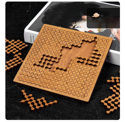 Impossible Wooden IQ Jigsaw Puzzle – 10-Level Brain Teaser Tangram Board Game