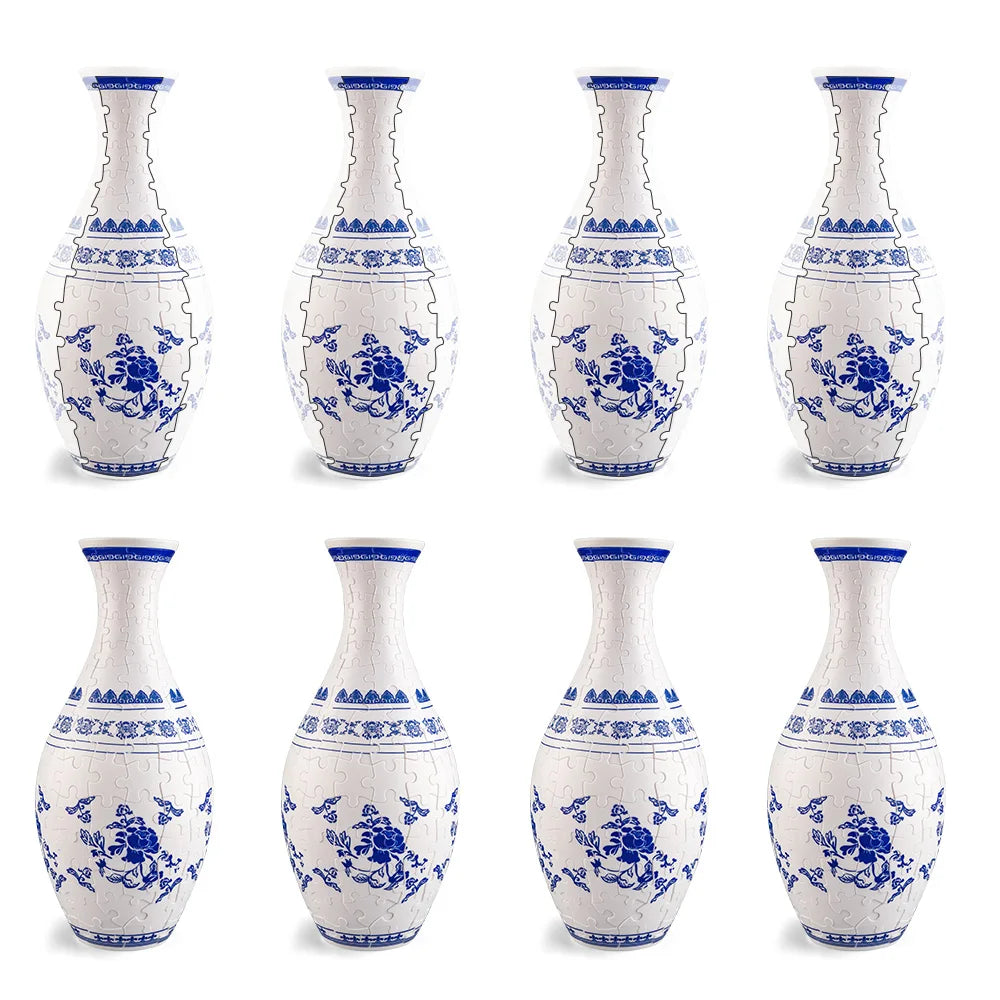 Puzzle  Blue and White Porcelain Design Made Plastic Home Decoration and Flower Arrangement Housewarming Kids Toys Xmas Gifts