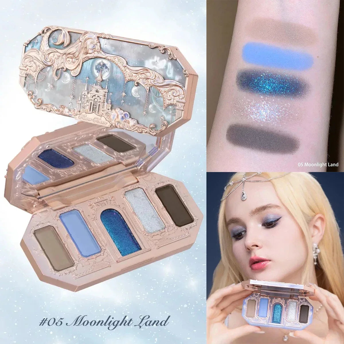 Flower Knows Swan Ballet Eyeshadow 6 Color Palette Matte Shimmer Glitter Mixed Long Lasting Eye Shadow Makeup Flowers Know