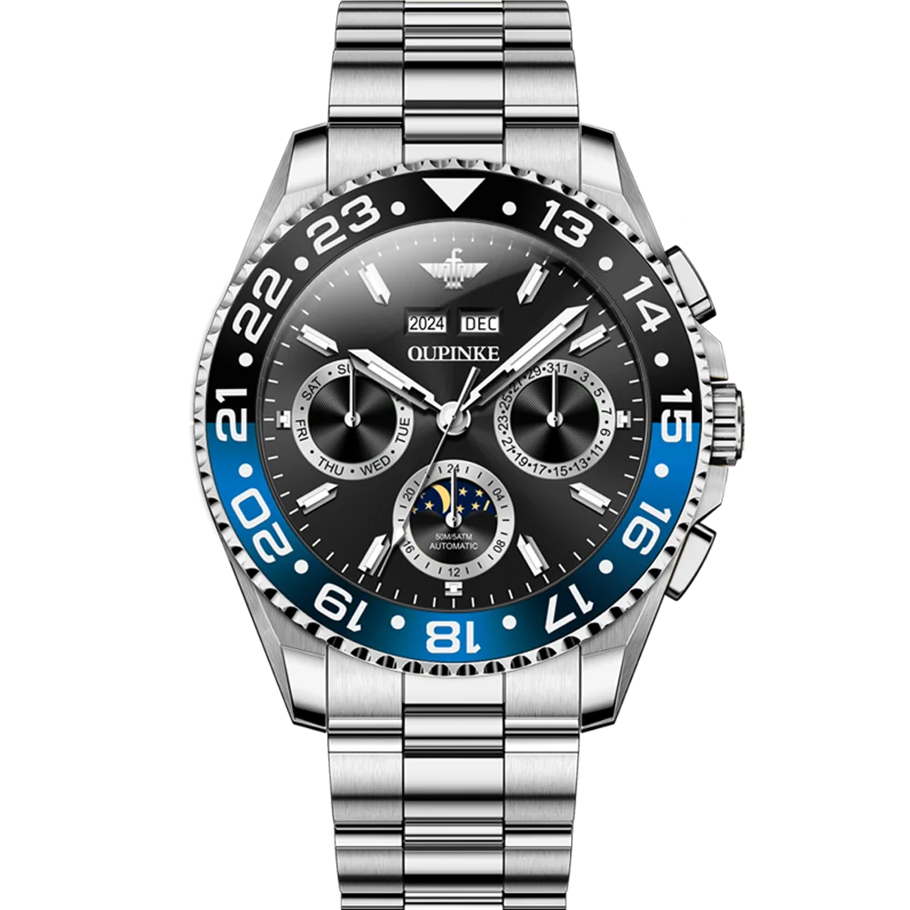 OUPINKE 3271 Original Waterproof Watch For Man Stainless Steel Strap Fashion Automatic Mechanical Wristwatch Luxury Men Gift