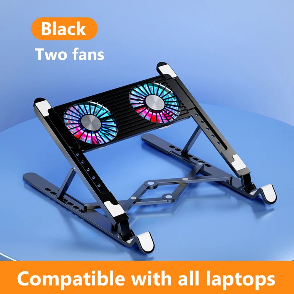New Foldable Laptop Cooler Base Stand Portable Adjustable Notebook Stand for 13-17.3 Inch Laptop with 2/4 Fans