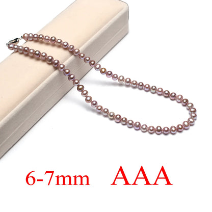 Natural Freshwater Pearl Necklace 7-8mm Irregular Round Pearls Necklaces for Women Lady Love Wedding Choker Jewelry Accessories