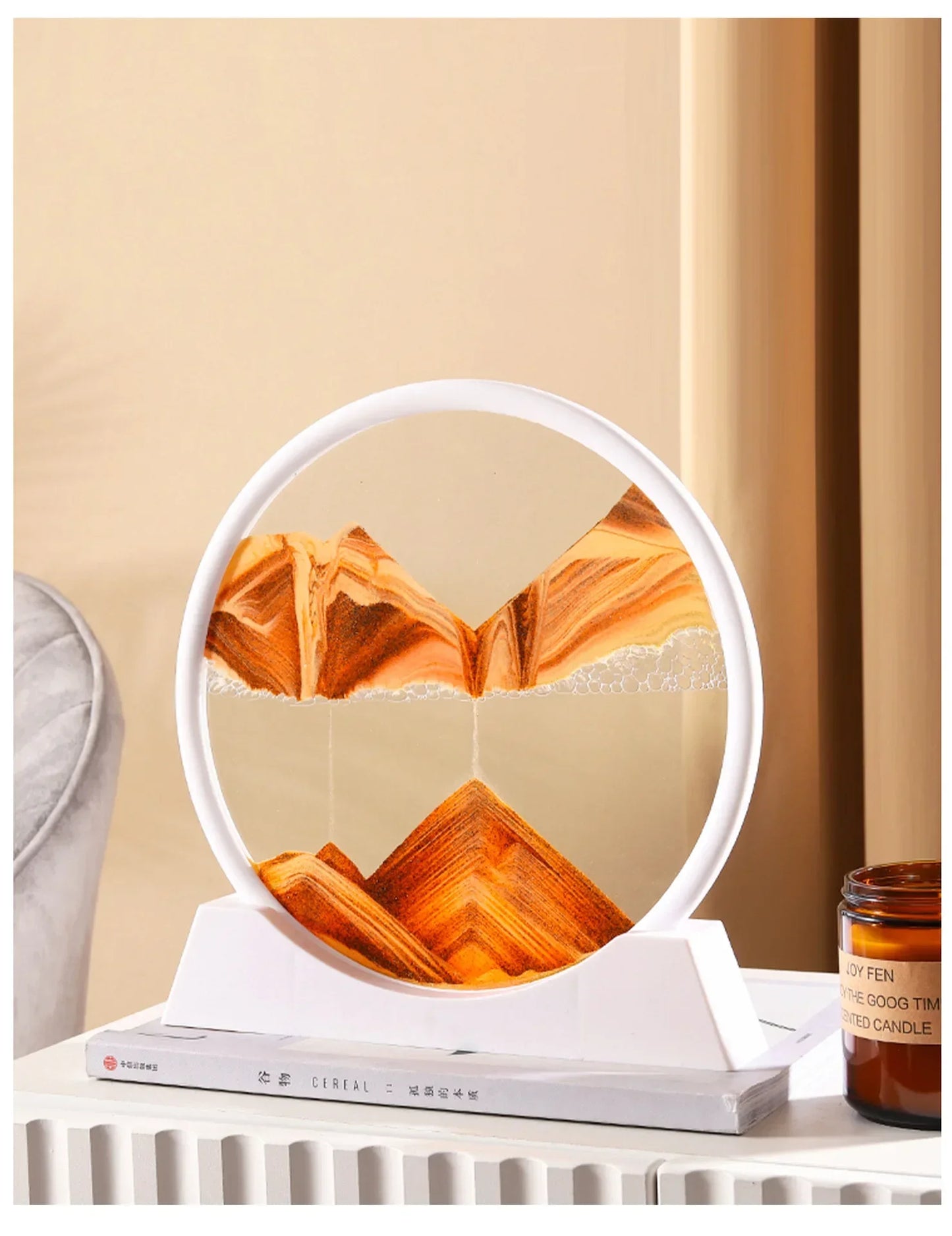 Sandscape Moving Sand Art Picture Round Glass Deep Sea Quicksand Craft Home Decor Gift 3D Liquid Hourglass Flowing Sand Painting