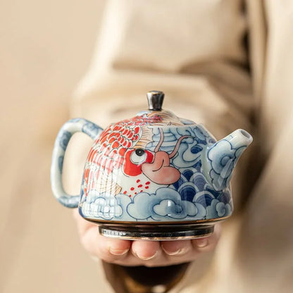 Chinese Underglaze Color Ceramic Teapot Tea Gift Customized Tea Infuser Tea Pot