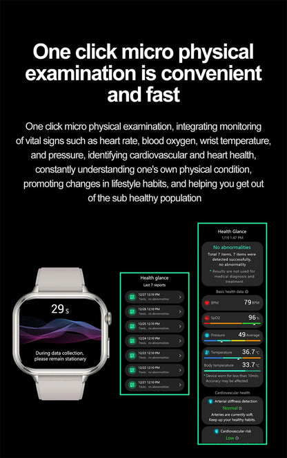 2025 Medical Grade ECG+PPG Smart Watch – Blood Sugar & Health Monitor