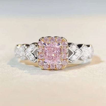 Luxury Solid Platinum PT950 Women's pink diamond ring fashion all-match moissanite diamond ring