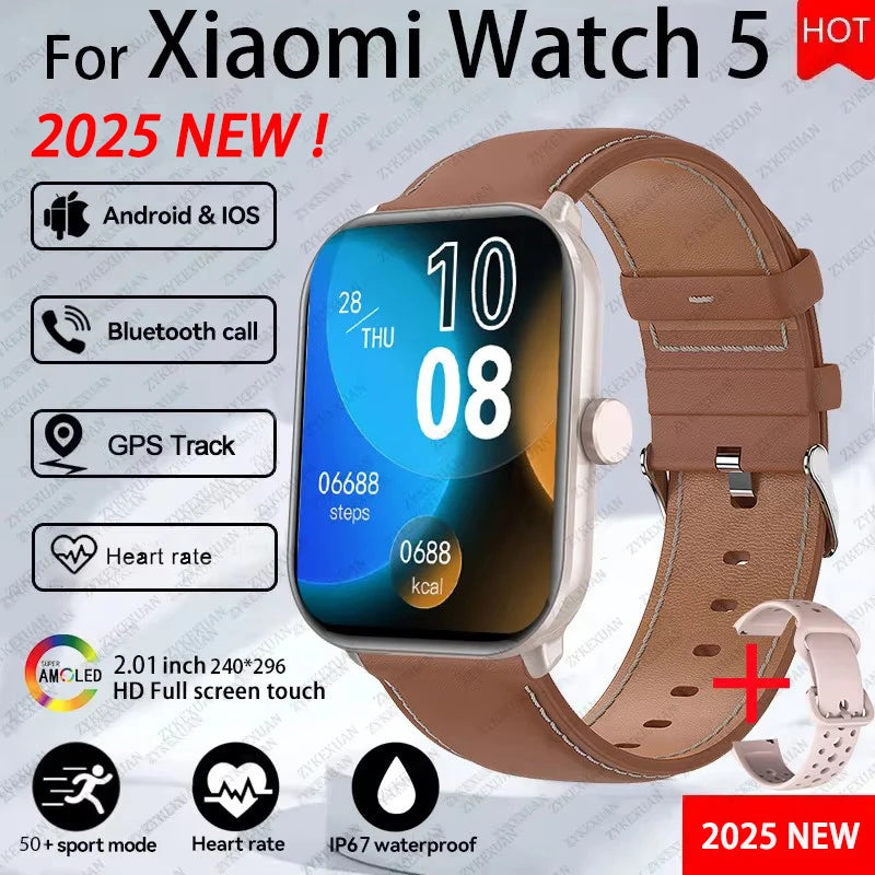 For Xiaomi Watch 5 Smart Watch Men HD AMOLED Display Heart Rate Bluetooth Call GPS Tracking Waterproof Sports Women Smart Watch