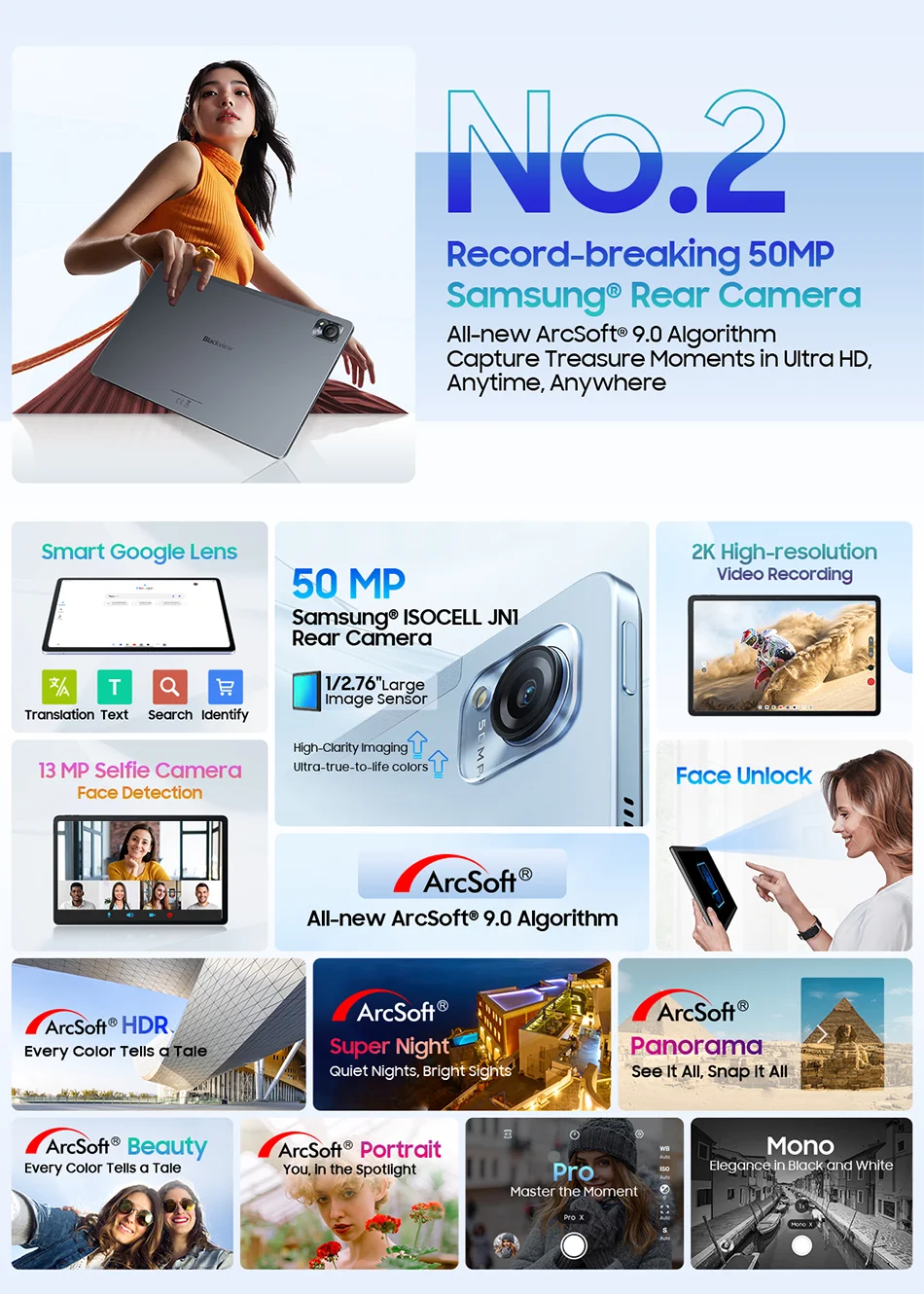 Blackview MEGA 1 Tablet - 11.5" 2.4K 120Hz Display 8GB 256GB 50MP+13MP Camera 8800mAh 33W Fast Charging