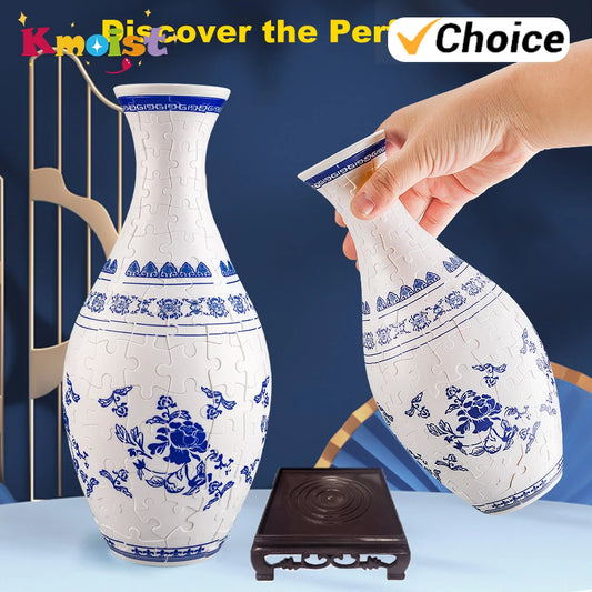 Puzzle  Blue and White Porcelain Design Made Plastic Home Decoration and Flower Arrangement Housewarming Kids Toys Xmas Gifts