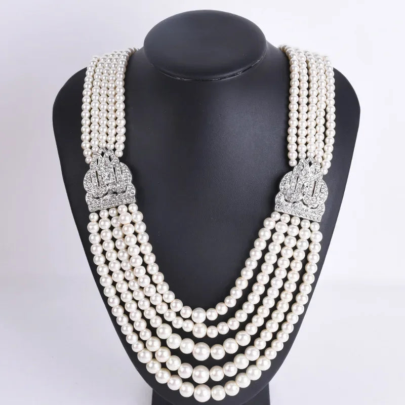 Elegant Crystal Multilayer Long Necklaces for Women Chokers Collier Femme Party Wedding Jewelry