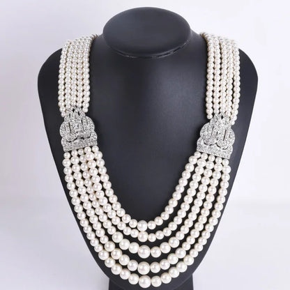 Elegant Crystal Multilayer Long Necklaces for Women Chokers Collier Femme Party Wedding Jewelry
