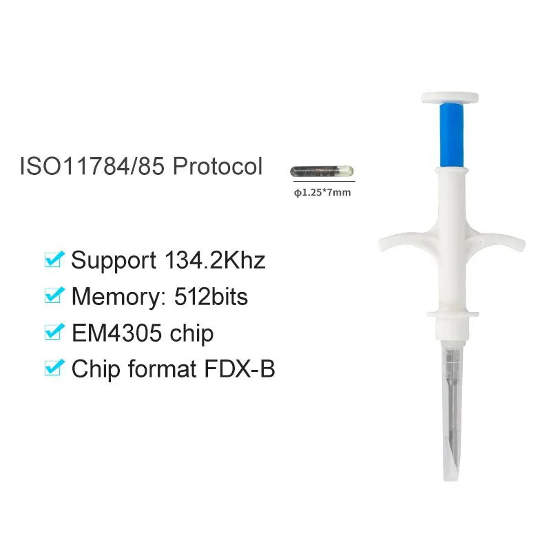 100pcs/Pack Pet EM4305 Microchip 134.2KHz FDX-B Animal ID Chip Animal Microchip Syringe International Standard