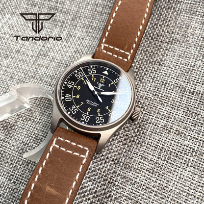 Tandorio Titanium Ultralight Dive 39mm Men's Pilot Watch Automatic Miyota 8215/PT5000 Movt AR Sapphire 20BAR Waterproof Luminous