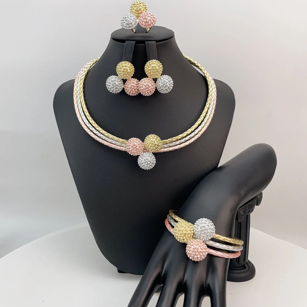 Brazilian Bold Necklace Luxury African Bridal Jewelry Set for Women