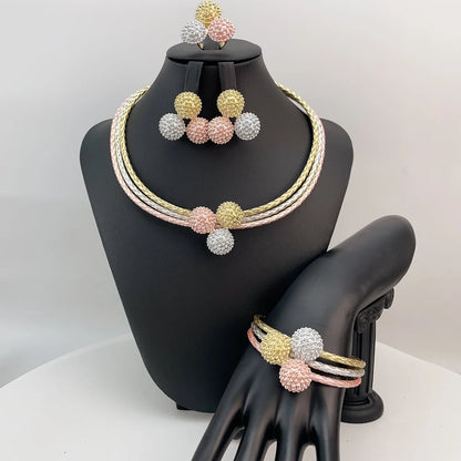 Brazilian Bold Necklace Luxury African Bridal Jewelry Set for Women