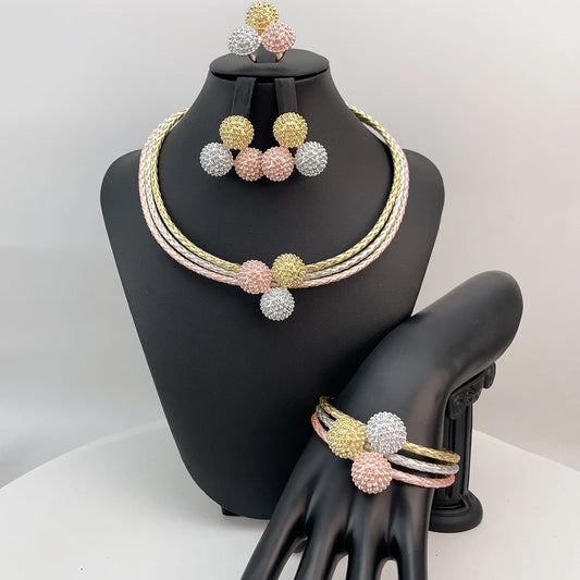 Brazilian Simple Style Big Bold Necklace Luxury Quality African Bride Jewelry Set For Women Party Gifts FHK22826