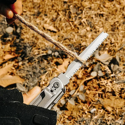 8-in-1 Fordable Pocket Multitool Knife Stainless Steel Multifunctional Saw Scissors Can&Bottle Opener Wire Stripper Glass Breake