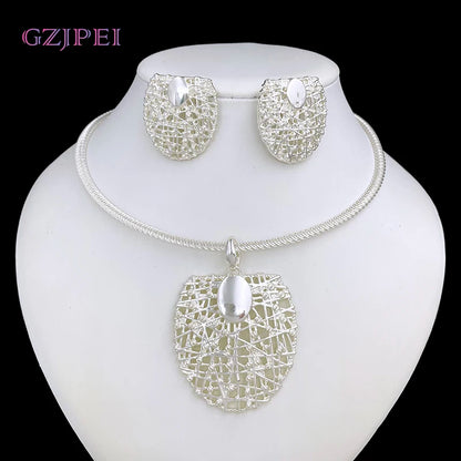 Gold Plated Choker Necklace & Earrings Set for Women – 3pcs