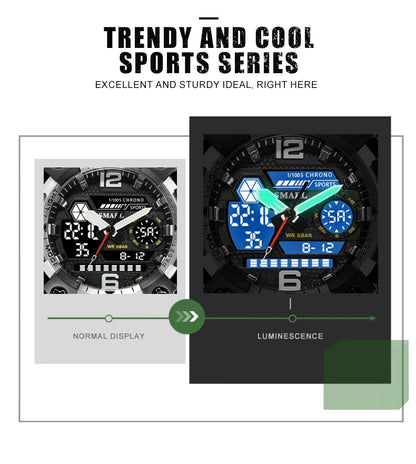 SMAEL New Watches 50m Waterproof Sports Watch Digital 8072 Army Watch Digital Quartz Dual Time Wristwatches LED for Men