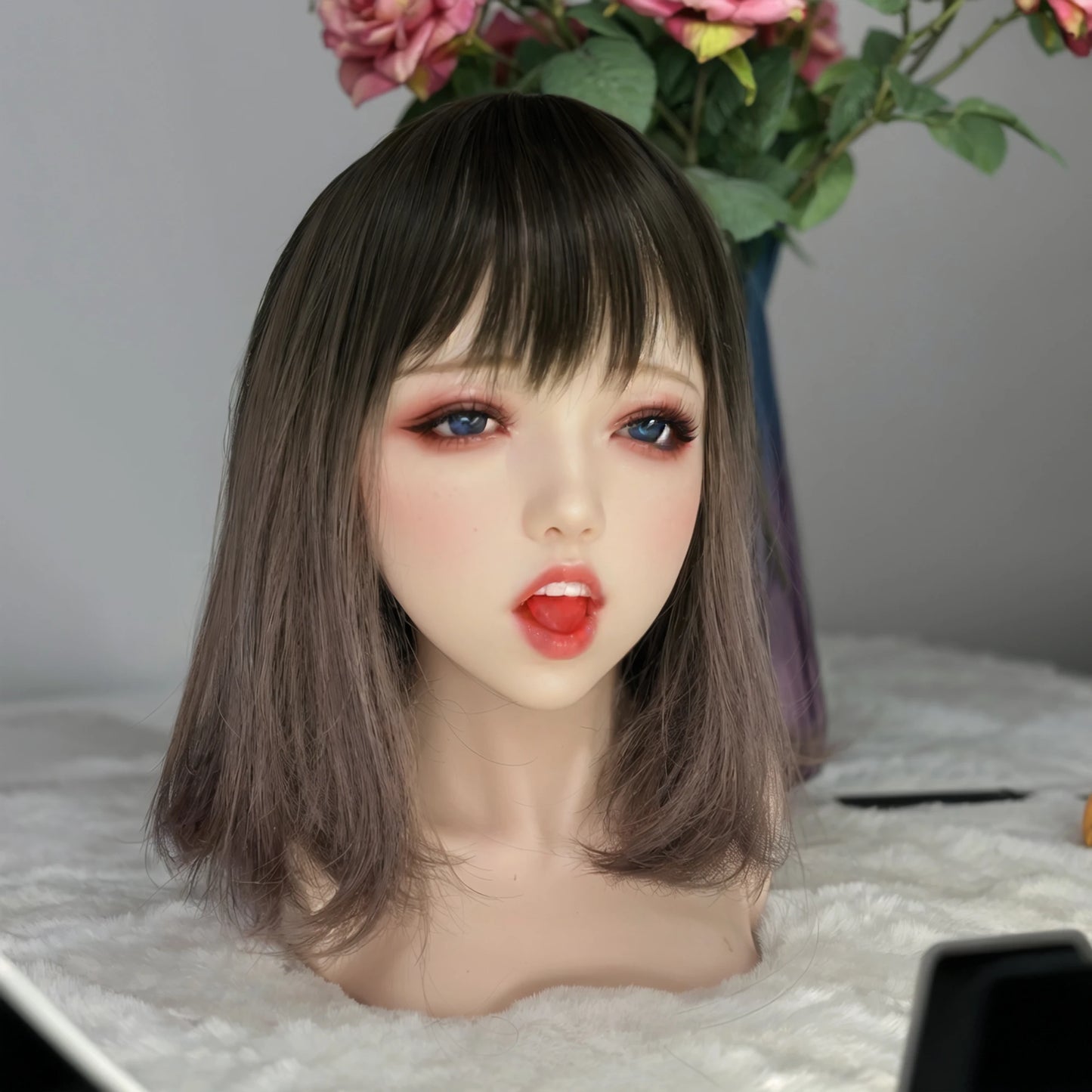 TPE doll single head,TPE material, art cosmetics, male adult toys, simulating female big head, real face, special mouth channel,