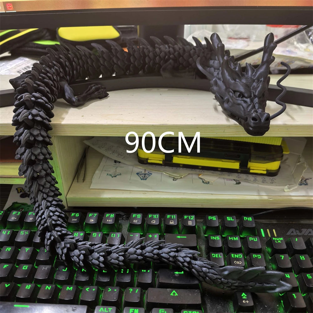 30CM 90cm 3D Printed Conjoined Divine Dragon Ornaments Joints Can Move Creative Dragon Plants Rockery Fish Tank Decoration