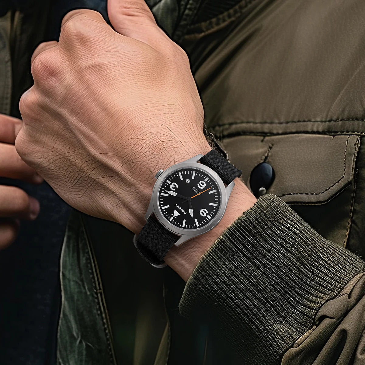 BERNY Pilot Titanium Automatic Watch for Men Sapphire AR Coated 10Bar Supper Luminous Men Wristwatch Sports Aviation Men Watches