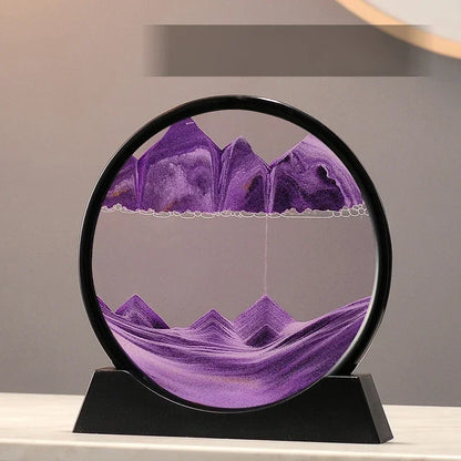 Sandscape Moving Sand Art Picture Round Glass Deep Sea Quicksand Craft Home Decor Gift 3D Liquid Hourglass Flowing Sand Painting