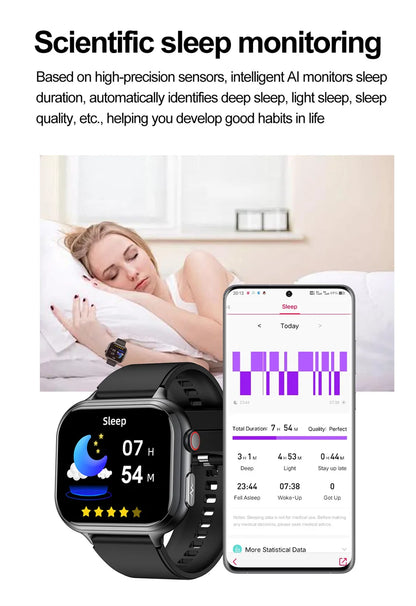 2025 Medical Grade ECG+PPG Smart Watch – Blood Sugar & Health Monitor