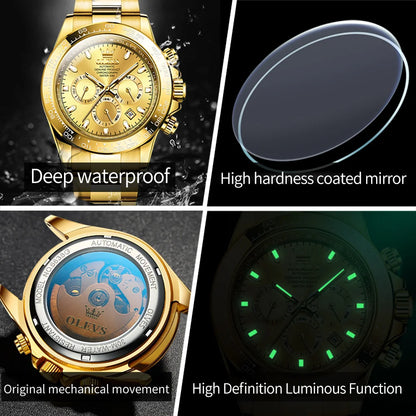 OLEVS 6638 Men's Automatic Mechanical Watch Waterproof Luminous Stainless Steel Strap Men's Mechanical Watch Fashion Luxury
