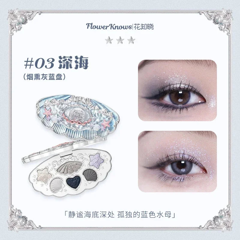 Flower Knows Swan Ballet Eyeshadow 6 Color Palette Matte Shimmer Glitter Mixed Long Lasting Eye Shadow Makeup Flowers Know