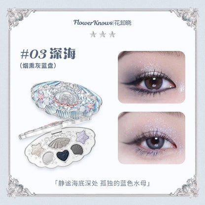 Flower Knows Swan Ballet Eyeshadow 6 Color Palette Matte Shimmer Glitter Mixed Long Lasting Eye Shadow Makeup Flowers Know