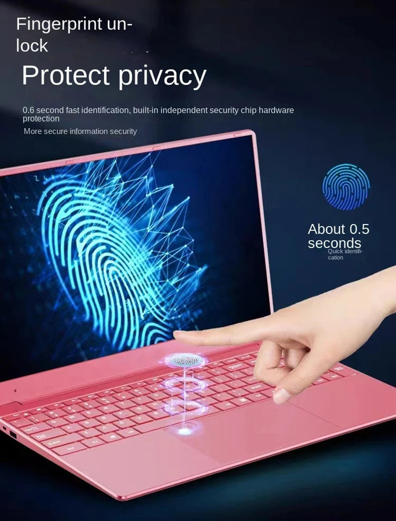 2025 Pink Laptop Windows 11 Office Education Gaming Notebook 15.6“11th Gen Intel Celeron N5095 16G RAM 1T Dual WiFi Narrow Side