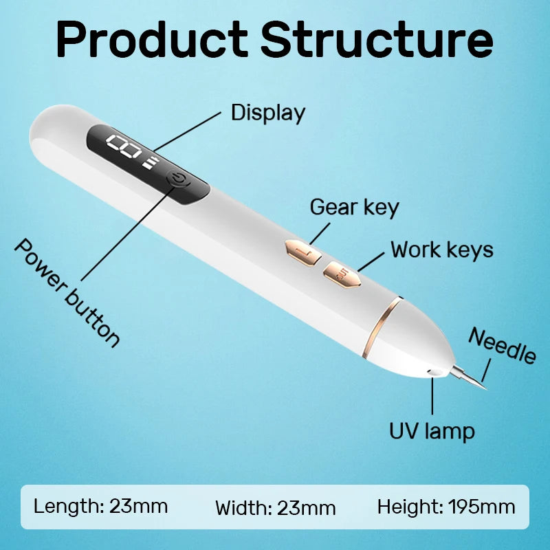 Laser Plasma Pen Mole Wart Skin Tag Remover Black Dots Freckle Dark Spot Wart Eliminator Papilloma Nevus Remover Plasma Pen