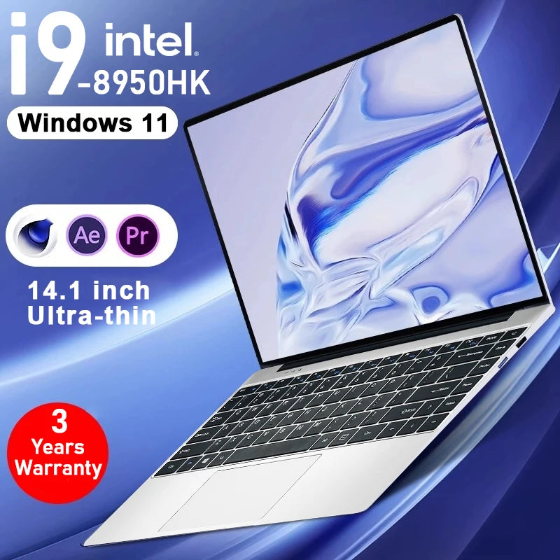 New Portable notebook 14.1" intel core i9-8950HK gaming laptops computer 16GB DDR4 1TB/2TB SSD Windows 11 Office studies pc