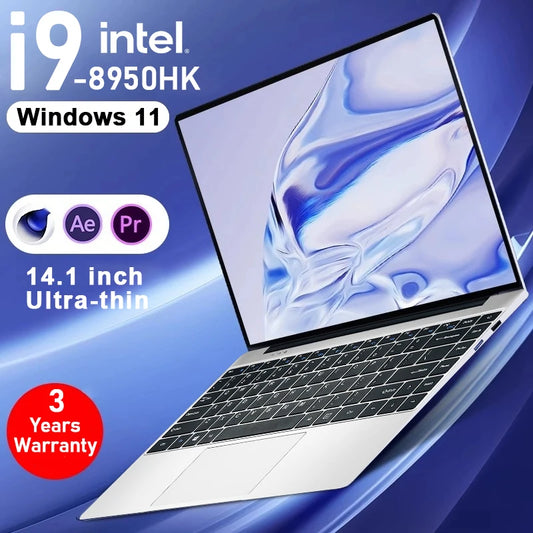 New Portable notebook 14.1" intel core i9-8950HK gaming laptops computer 16GB DDR4 1TB/2TB SSD Windows 11 Office studies pc
