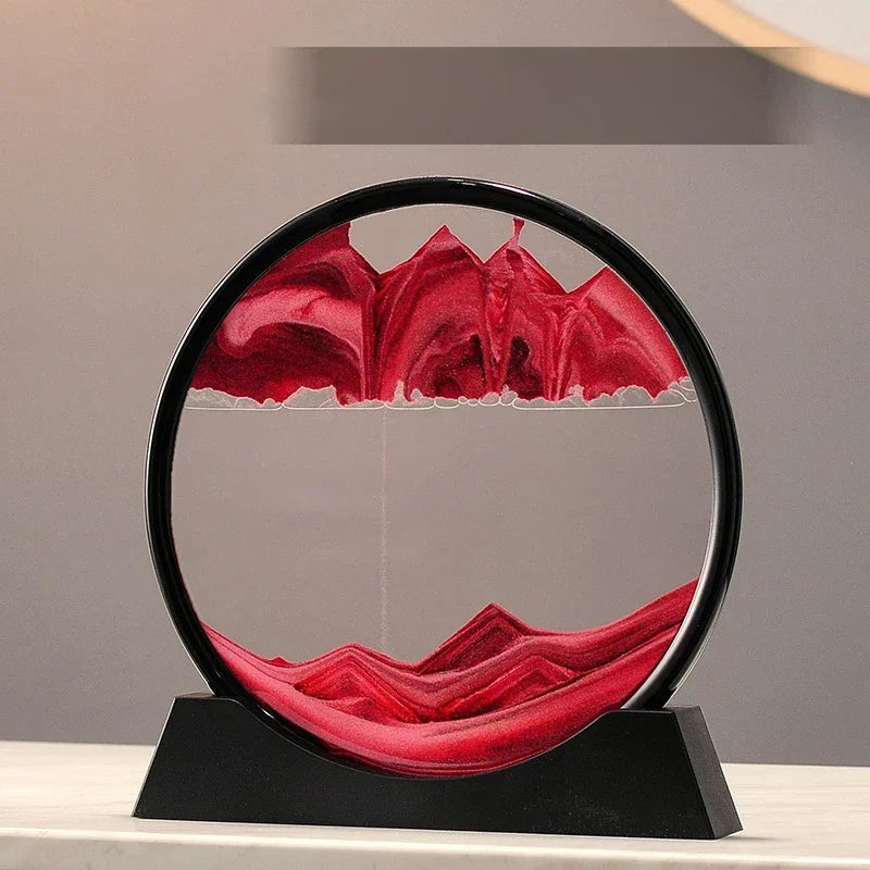 Sandscape Moving Sand Art Picture Round Glass Deep Sea Quicksand Craft Home Decor Gift 3D Liquid Hourglass Flowing Sand Painting