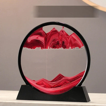 Sandscape Moving Sand Art Picture Round Glass Deep Sea Quicksand Craft Home Decor Gift 3D Liquid Hourglass Flowing Sand Painting