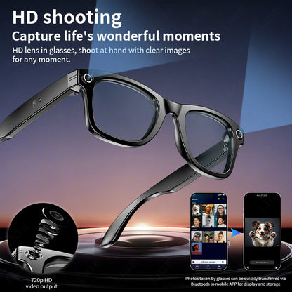 Smart Glasses Recording Videos AI Photo Recognition Answer Translation 260mAh Large Battery IP65 Waterproof Bluetooth Glasses