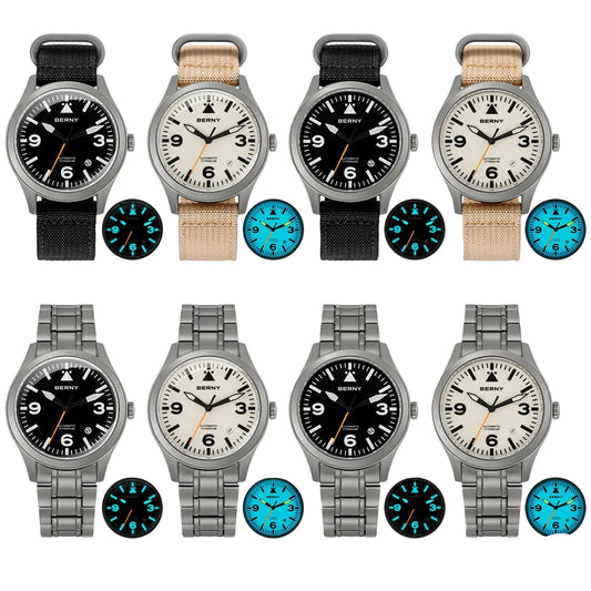 Collection of watches with different band styles and color options 