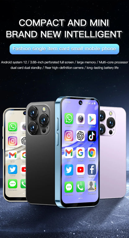 2025 NEW mini Android Smartphone 3.88" HD Display,4G LTE/3G WCDMA,4GB+128GB/2GB+16GB,2000mAh Battery Small Mobile Phone Unlocked