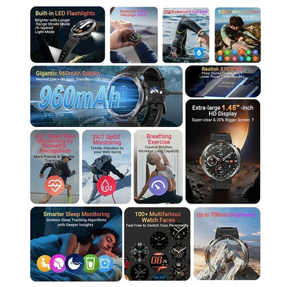 [World Premiere] Blackview W50 Pro Smartwatch 1.45" HD Display Flashlight Bluetooth Phone Call 960mAh Rugged Smartwatch