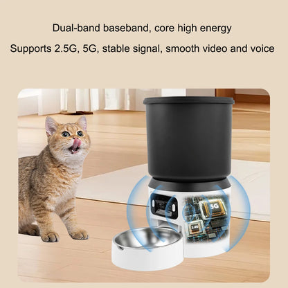 4L Automatic Cat Feeder Pet Smart Cat Food Kibble Dispenser Button Version WiFi Camera Smart Video Auto Feeder Bowl For Cat Dog